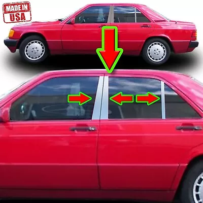 Chrome Pillar Trim For Mercedes 190E (4dr) 82-93 6pc Set Door Cover Post • $59.99