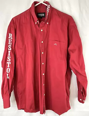 Resistol Men's L Embroidered Rodeo Gear Red Western Cowboy Button Down Shirt • $24.95