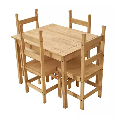 Corona 4 Seater Dining Set 4 Chairs & Table Solid Waxed Pine Kitchen Furniture • £99.99