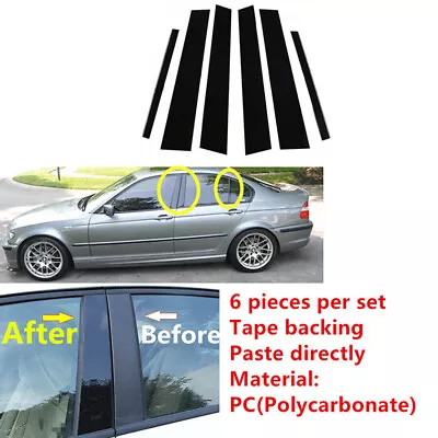 For BMW E46 4-door Sedan/saloon 1998-2005 Black Pillar Posts Window Trim Cover • $10.96