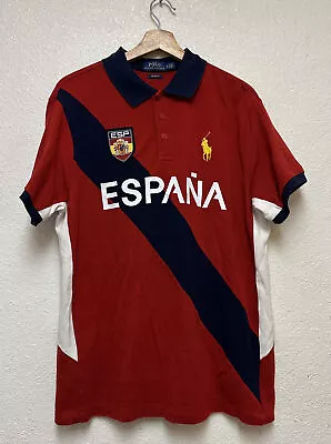 Polo Ralph Lauren Espana España Polo Shirt Mens Big Pony Custom Fit Rugby Sz XL • $50