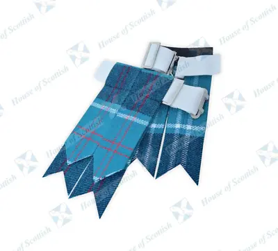 Scottish Kilt Hose Flashes Us Navy Tartan | Tartan Kilt Flashers | Garter Ties • £6.99