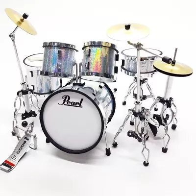 Miniature Drum Set Mini Silver Scale 1/12 Instrument Musical Display Gift • $25