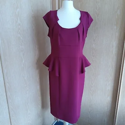 £14.99 • Buy Dorothy Perkins Plum Peplum Bodycon Dress Size 14
