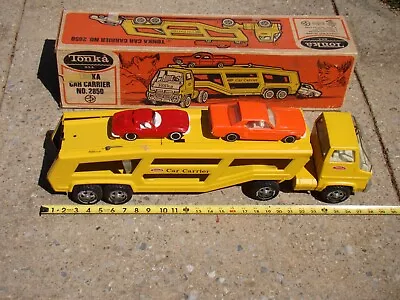 C1974 TONKA CAR CARRIER HAULER TRUCK #2850 W/ 2 CARS + ORIGINAL BOX • $199.99