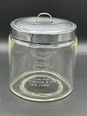 Vintage Pyrex Medical Apothecary Lidded Glass Jar - Made For Meinecke & Co NY • $109