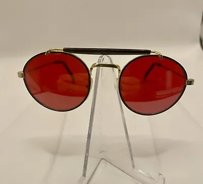 Vintage 90s Youth Child's Aviator Gold Frame Red Lens Sunglasses • $15.42