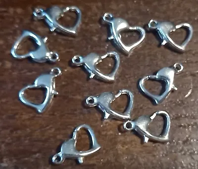 Pack Of 10 Heart Shaped Lobster Clasps For Jewellery Making Necklace & Bracelet • £2.99