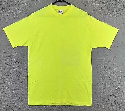 VINTAGE Anvil Shirt Adult Medium Neon Yellow Tee Single Stitch Made USA Mens NEW • $19.95