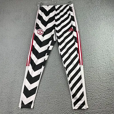 Manchester United Track Pants Mens Small White Black Striped Soccer Logo Adidas* • $34.97