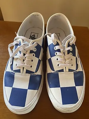 VANS “Off The Wall” Size US 9 W’S 10.5-Leather Check True White/True Blue Shoes • $39.99