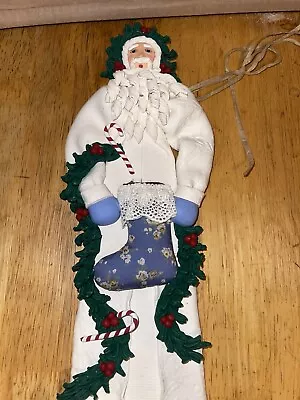 Vintage Hanging Christmas Santa Cynthia Madrid Folk Art Midwest Cannon White • $11.05