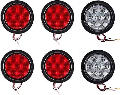 4  Inch 7 LED Round Stop/Backup/Reverse Truck Tail Light Kit - 4 Red + 2 White • $59.95