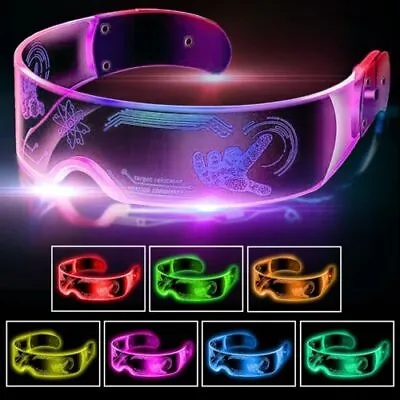 £11.39 • Buy LED Light Up Celebration Glasses Cyberpunk Glasses Luminous LED Visor Glasses Re