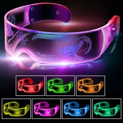 LED Light Up Celebration Glasses Cyberpunk Glasses Luminous LED Visor Glasses Re • £11.39