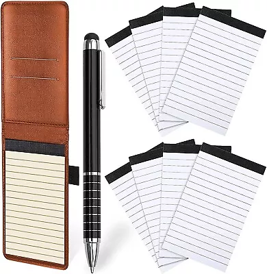 11 Pcs Mini Pocket Notepad Holder SetSmall PU Leather Business Notebook Kit • $19.36