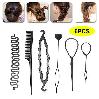 6/12x Hair Topsy Tail Magic Braid Ponytail Maker Clip Tool Styling Bun Maker Set • £1.95