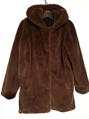 Sebby Collection Women's M Jackets Faux Mink /reverses To Black /Hood MINT • $59