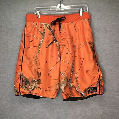 Mossy Oak Orange Real Tree Board Shorts Men's Size LARGE Camo Trunks Hunting • $14.99