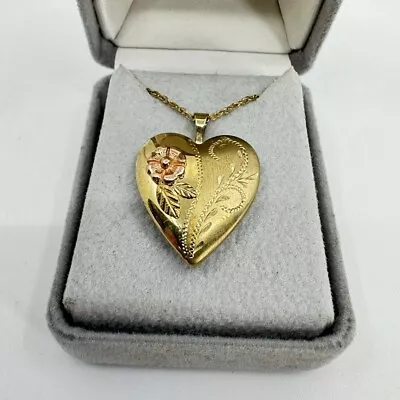 Black Hills 14k Yellow Gold Filled Heart Locket Signed Necklace Vintage W/ Box • $44.99