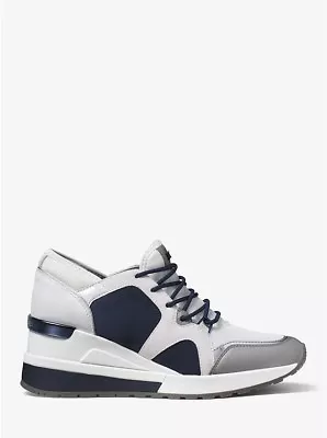 MICHAEL Michael Kors Scout Satine And Suede Athletic Sneakers Navy/White 9.5M • $119