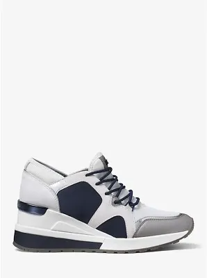 MICHAEL Michael Kors Scout Satine And Suede Athletic Sneakers Navy/White 9M • $125