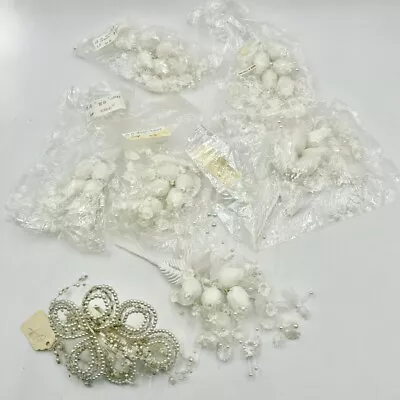 Vintage Womans 1 Barrette Tiara Sprays Crystals Qt 6 Flowers Spray Pearls • $20.97