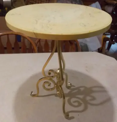 Mid Century Gold Metal Marble Top Plant Stand  (PS92) • $299