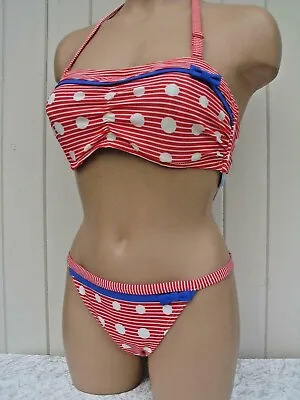 30d Bikini Top Uk Size 8 Bottoms Set Red White Freya Sailor Swimwear Beach Bnwt • £28.99
