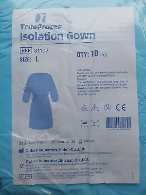 £10.99 • Buy Pack Of Ten Surgical Gown Hospital Lab Protective Clothing Isolation Gown - Blue