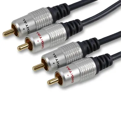 £10.99 • Buy RCA Cable Phono Lead Twin Stereo Audio Male To Male - Pure OFC 24k Gold