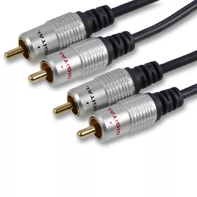 RCA Cable Phono Lead Twin Stereo Audio Male To Male - Pure OFC 24k Gold • £8.99