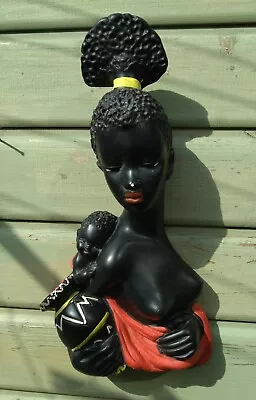 Vintage 1950's Chalkwear Plaster Wall Plaque Africa Figure • £35