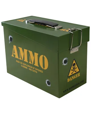 £9.99 • Buy Kids Army Ammo Tin Metal Storage Box Hinged Flip Lids Boys Soldier Toy Lunchbox