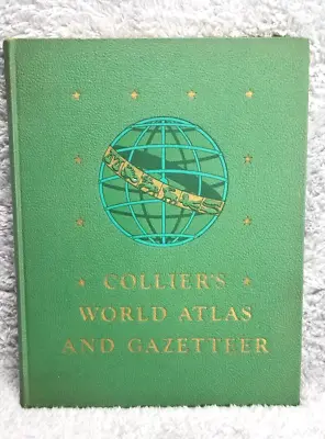 Vtg 1943 COLIERS WORLD ATLAS AND GAZETTEER=Hardcover/Large Sized/colored Maps • $18.75