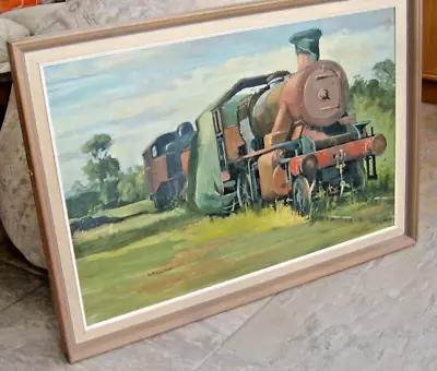 ORIGINAL OIL PAINTING By W.T.Adams RUSTING STEAM ENGINE Mounted In Frame • £50