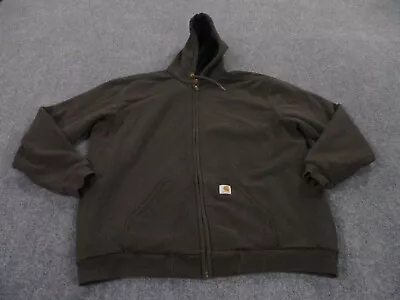 Carhartt Jacket Adult XL Tall Brown Lined Work Hooded Rain Defender Heavy Mens • $34.95