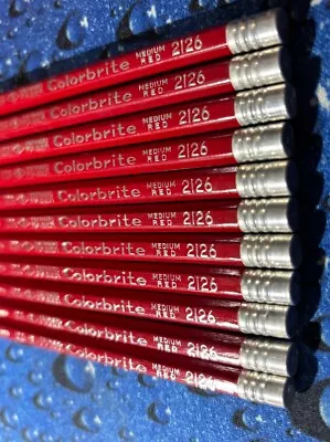 Colorbrite Eberhard Faber Pencils 2126 Medium Red Metal Cap Lot Of 11 Vintage • $6.99
