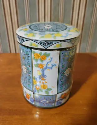 Vintage Designed By Daher Cylinder Tin Floral With Birds Made In England • $12