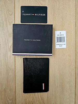 £22.99 • Buy Tommy Hilfiger Black Leather Business Credit Card Holder Wallet Mens Gift New