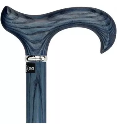 Blue Denim Derby Walking Cane With Ash Wood Shaft And Silver Collar • $30