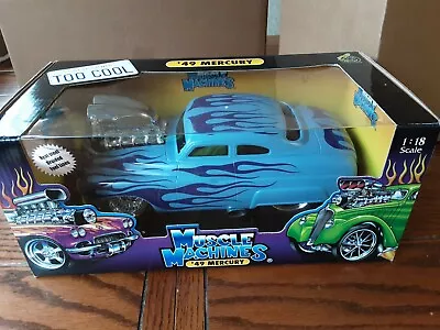 Muscle Machines 49 MERCURY Two Tone Blue With Violet Flames Build It Kit BMM062 • $59