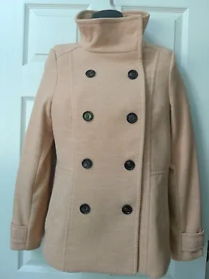 H & M Double Breasted Dusty Pink Heather Pea Coat Jacket 8 NEW  • $38