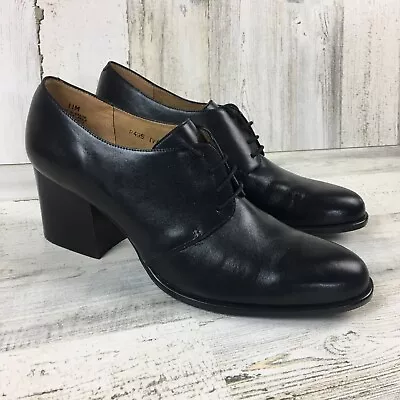 GH Bass Womens Shoes 11 Black Ivanka Leather Heeled Oxford Lace Up 90s Classic • $24.99