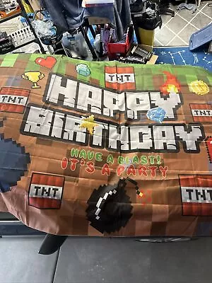 Large Minecraft Happy Birthday Banner 7and1/2X5ft10”{FF} • $14.95