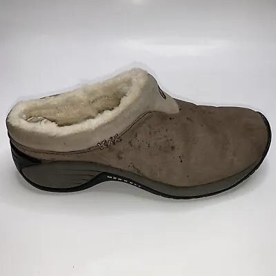 MERRELL Encore Ice Suede & Shearling Clogs J66600 Women's 7 EUR 37.5 Stone Brown • $28.49