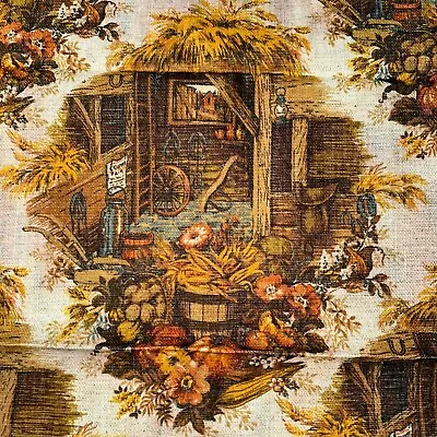 Vtg Weave Tweed Burlap? Tapestry Upholstery Fabric Country Farm Barn Fall 64  • $39.89