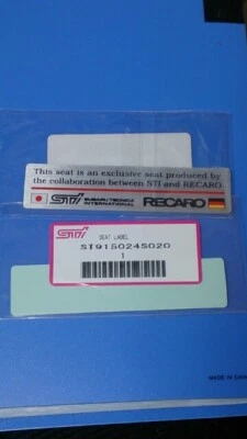 $37.05 • Buy Subaru Impreza WRX STI Genuine Recaro Seat Sticker Emblem ST915024S020 JDM Japan
