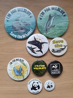 1960/80's Variety Button Badges I'M FOR WILDLIFE-WILDLIFE WATCH-SAVE THE WHALES • £1.99