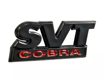 1999-2002 Ford Mustang Cobra SVT Rear Trunk Emblem - Glossy Black With Red Trim • $13.95